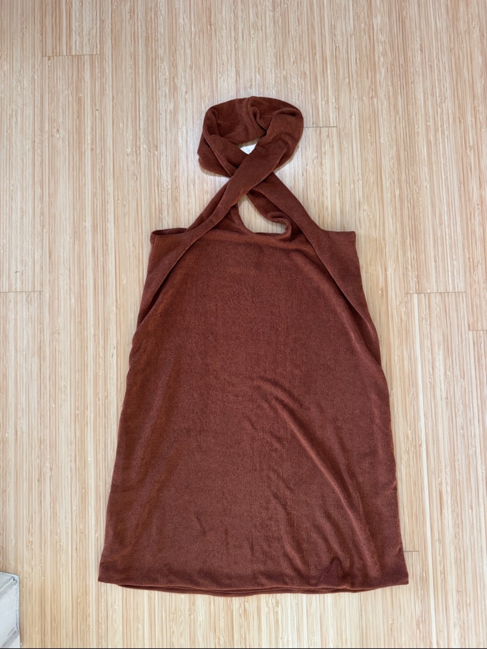 With Jean Brown Halter Mini Dress